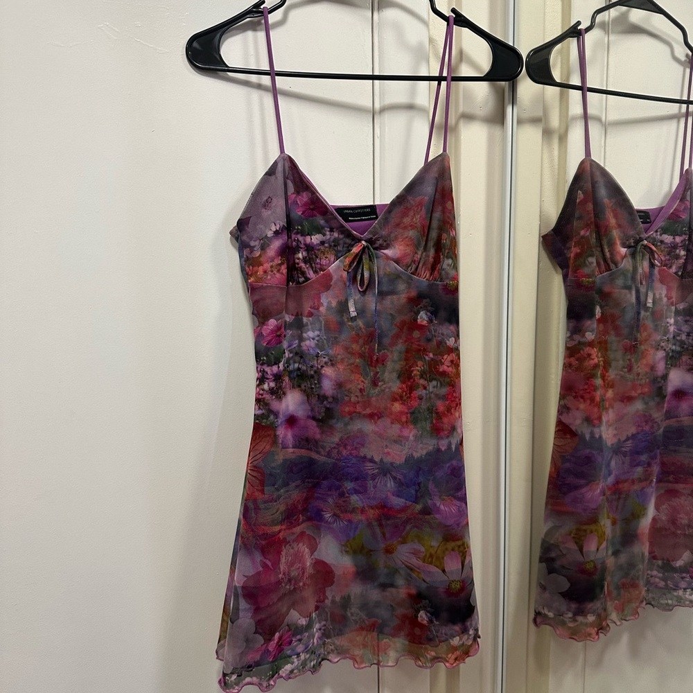 Floral Slip Dress with Purple Straps